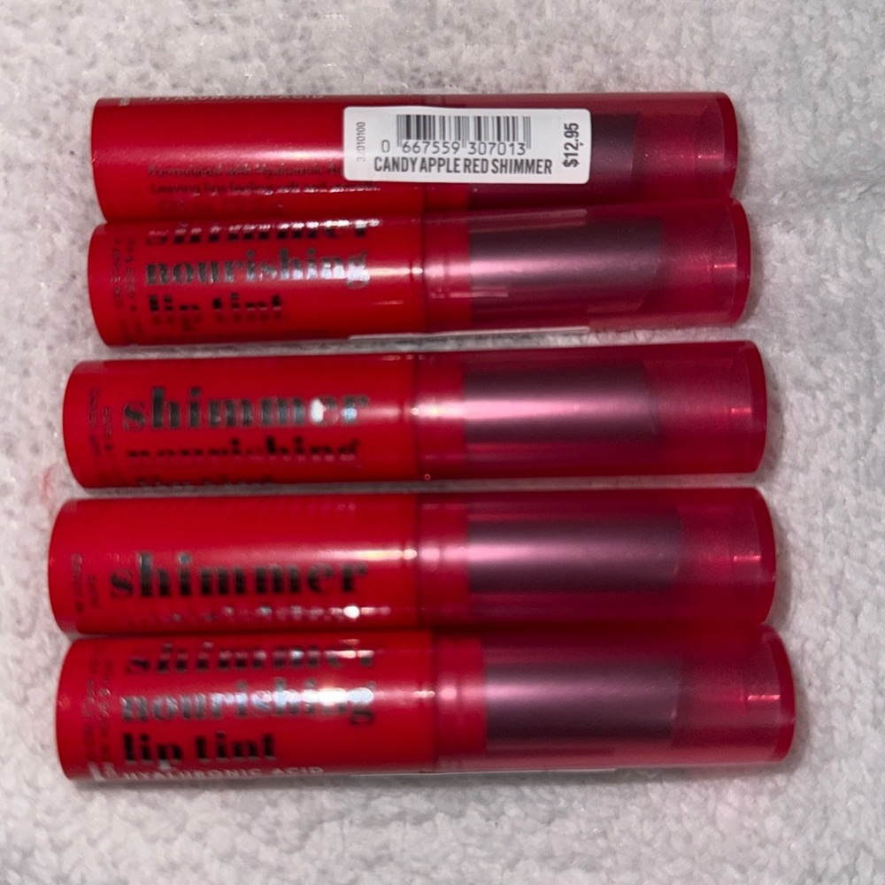 BBW 5pc Nourishing Lip Tint Hyaluronic Acid  Candy Apple Red Shimmer